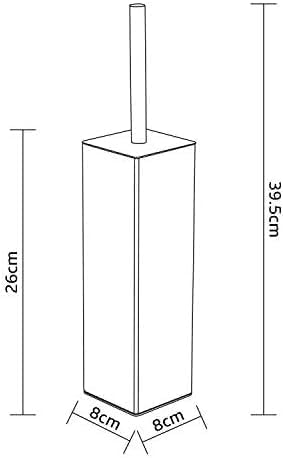 Gold Square Stainless Steel Toilet Brush with Holder, 304 Modern Toilet Brush Set – Rust Resistant, Long Handle, Replacement Heads, Floor Standing Bathroom Toilet Cleaning Brush