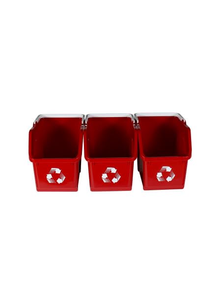 6 Gallon Stackable Recycling Bins for Homes, Garages, Offices Made of 100% Recycled Plastic - (Red, 20 Pack)