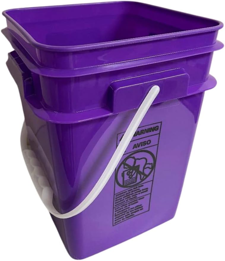 House Naturals 4 Gallon Square Food Grade Bucket Pail with Plastic Handles and Lid (Pack of 3) Made in USA containers (Purple)