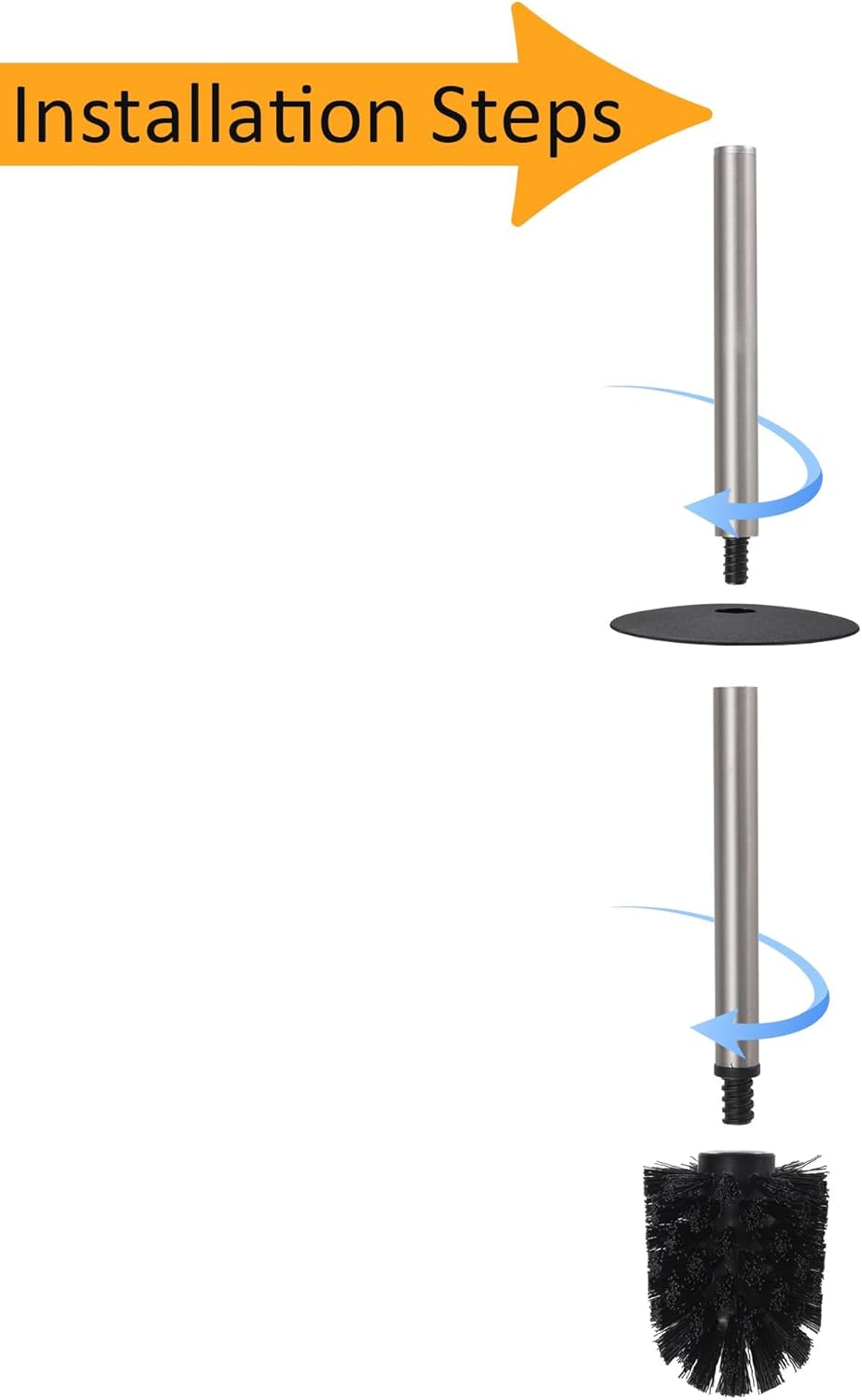 BGL Toilet Brush and Holder Set Brushed Nickel Aluminium Freestanding Toilet Bowl Cleaner Brush and Holder for Bathroom Storage and Organization, Square Design Sturdy and Space Saving