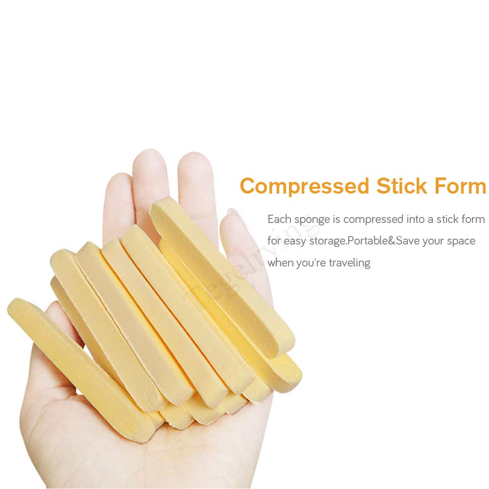 Facial Sponge Compressed,60 Pcs PVA Professional Makeup Removal Wash Round Face Sponges Spa Pads Exfoliating Cleansing for Women,Yellow