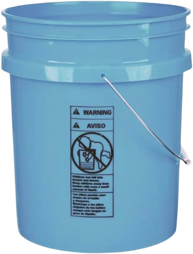 House Naturals 5 Gallon Premium HPDE Plastic Bucket Without The lid - Made in USA Food Grade Container, BPA Free All Purpose Pail (5, Light Blue)