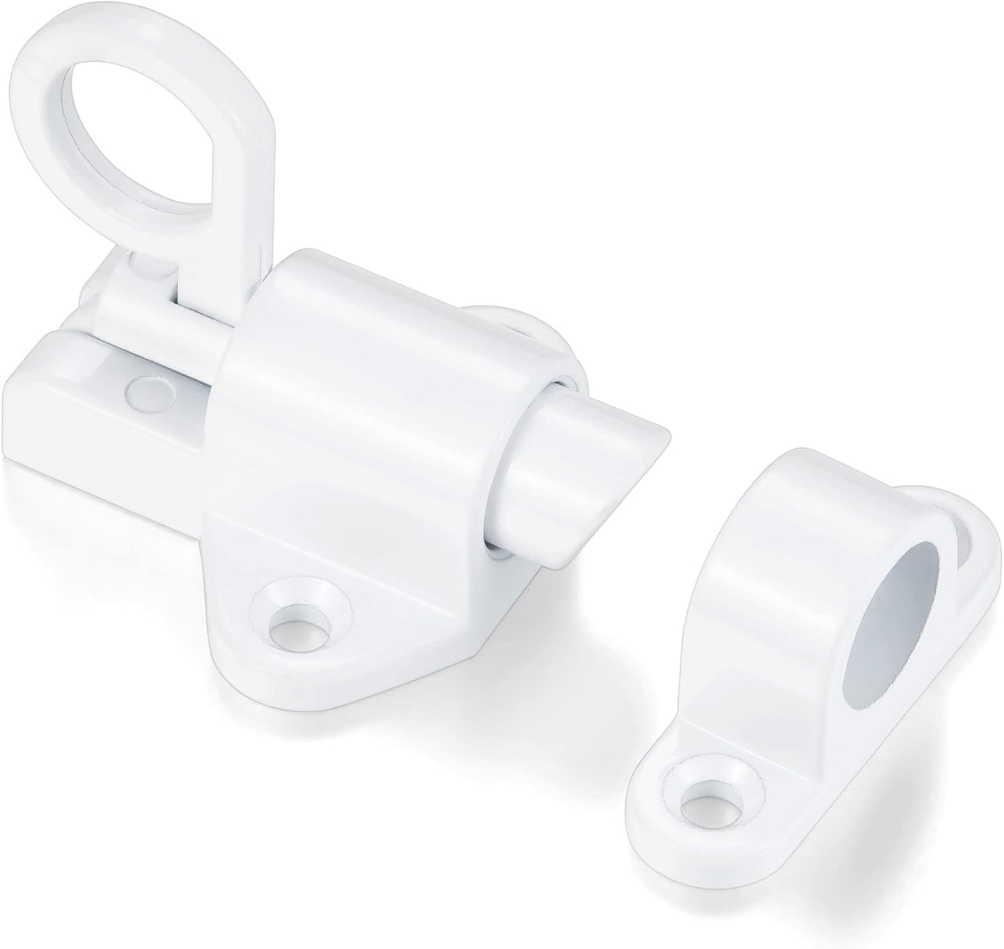 5 Packs Self-Closing Latches,White Spring Door Lock,Resilient Bolt Latch Aluminum Alloy Safety Automatic Spring Barrel Slide Door Lock with Screws,Used for Gate,Window and Cabinet etc