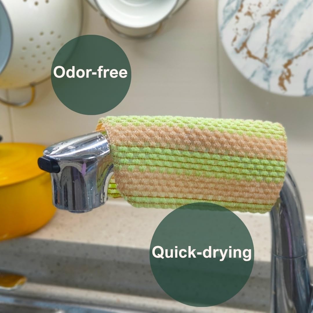 mibboom's Dish Scrubbers – Non-Scratch, Reusable Kitchen Sponges for All-Purpose Cleaning, Made in Korea, 4 Pack (7.6 x 7.4 in)