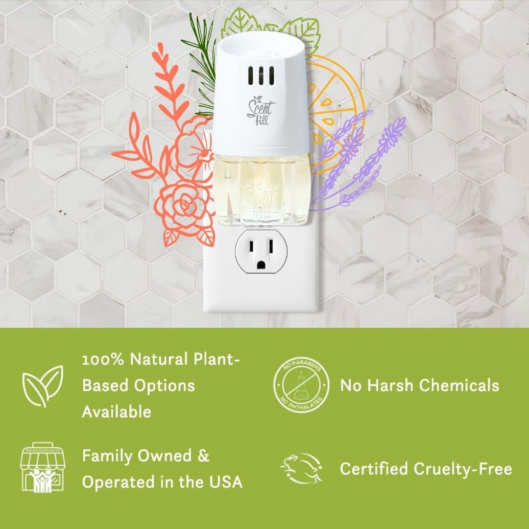 Scent Fill 100% Natural Eucalyptus Spearmint Plug in Air Freshener, Scented Oil Refills, 3 Refills