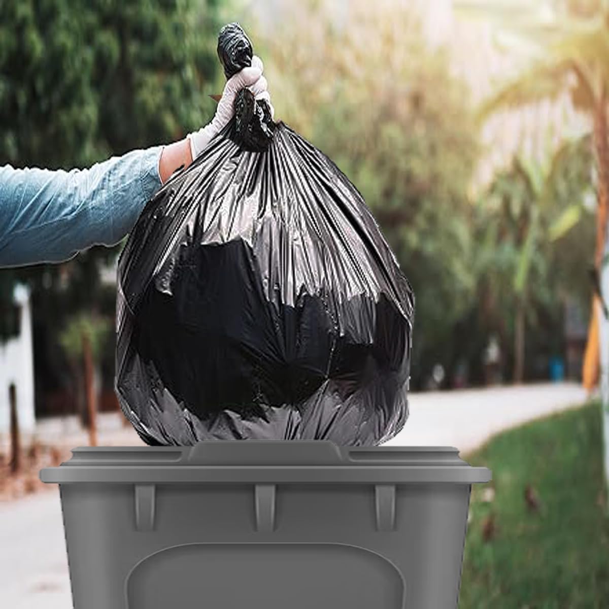 13 Gallon Trash Bags, 100 Count Black Tall Kitchen Garbage bags, Multi-purpose Trash Can Bin Liners for Bathroom, Office, Industrial, Commercial, Janitorial, Municipal, Recycling