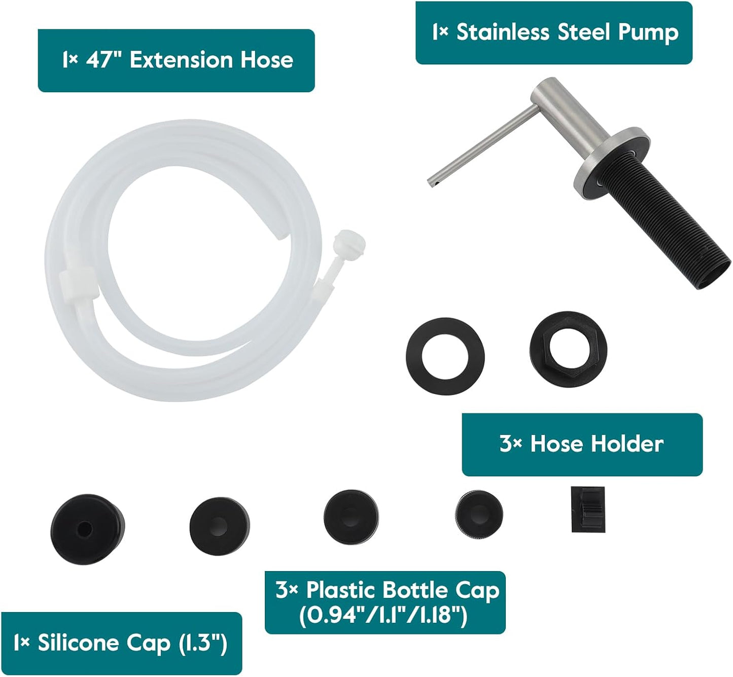 Gappo Upgraded Soap Dispenser for Kitchen Sink Brushed Nickel, Stainless Steel Countertop Pump, Built in Sink Soap Dispenser with 47" Extension Tube kit