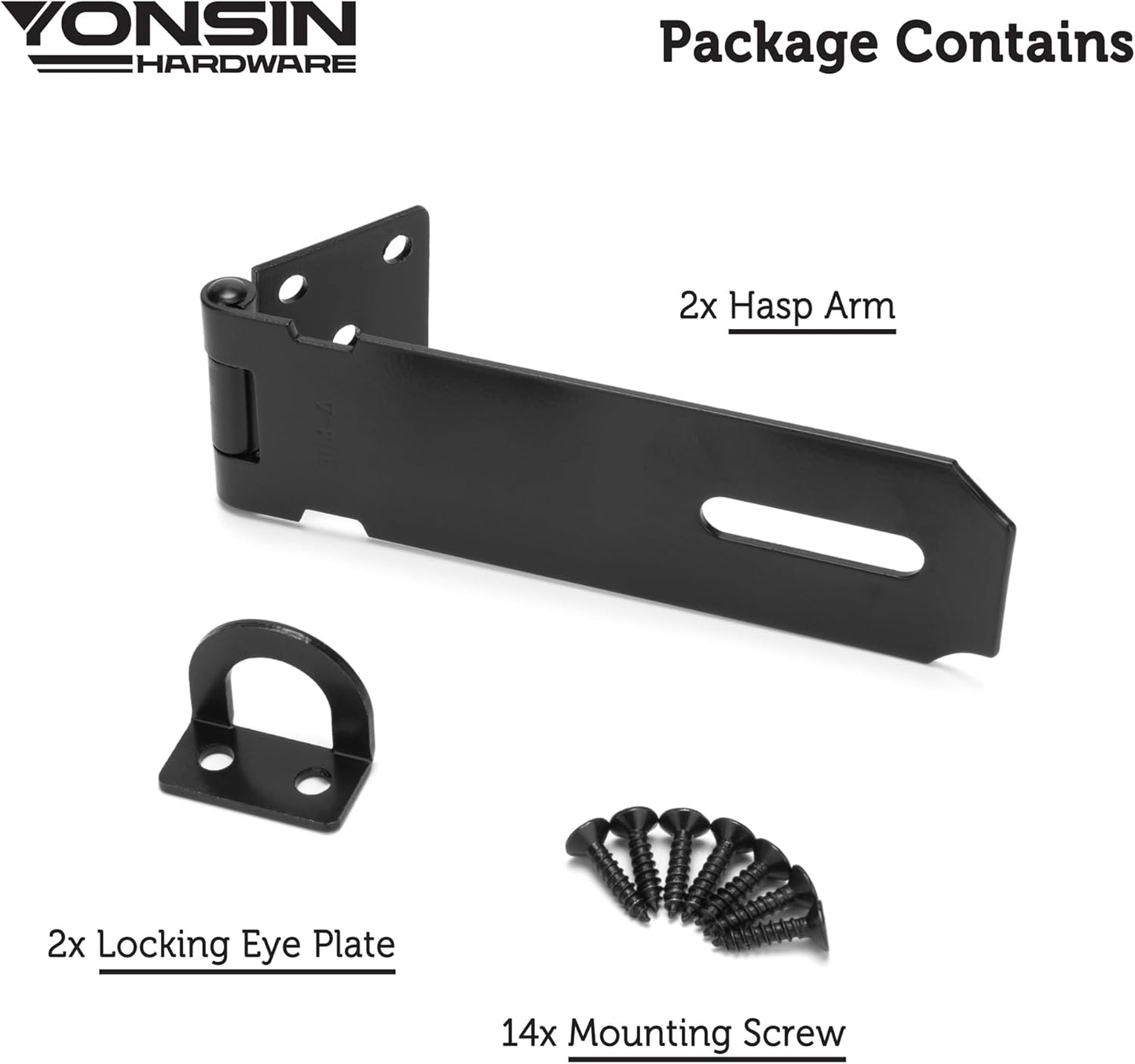 5" Door Padlock Safety Hasp Latch 2 Pcs, Door Hasp Clasp Lock Gate Shed Hasp Latch Lock for Door WindowCabinet Pet Cage Toolbox Shed Fence, 304 Stainless Steel, Matte Black Finish