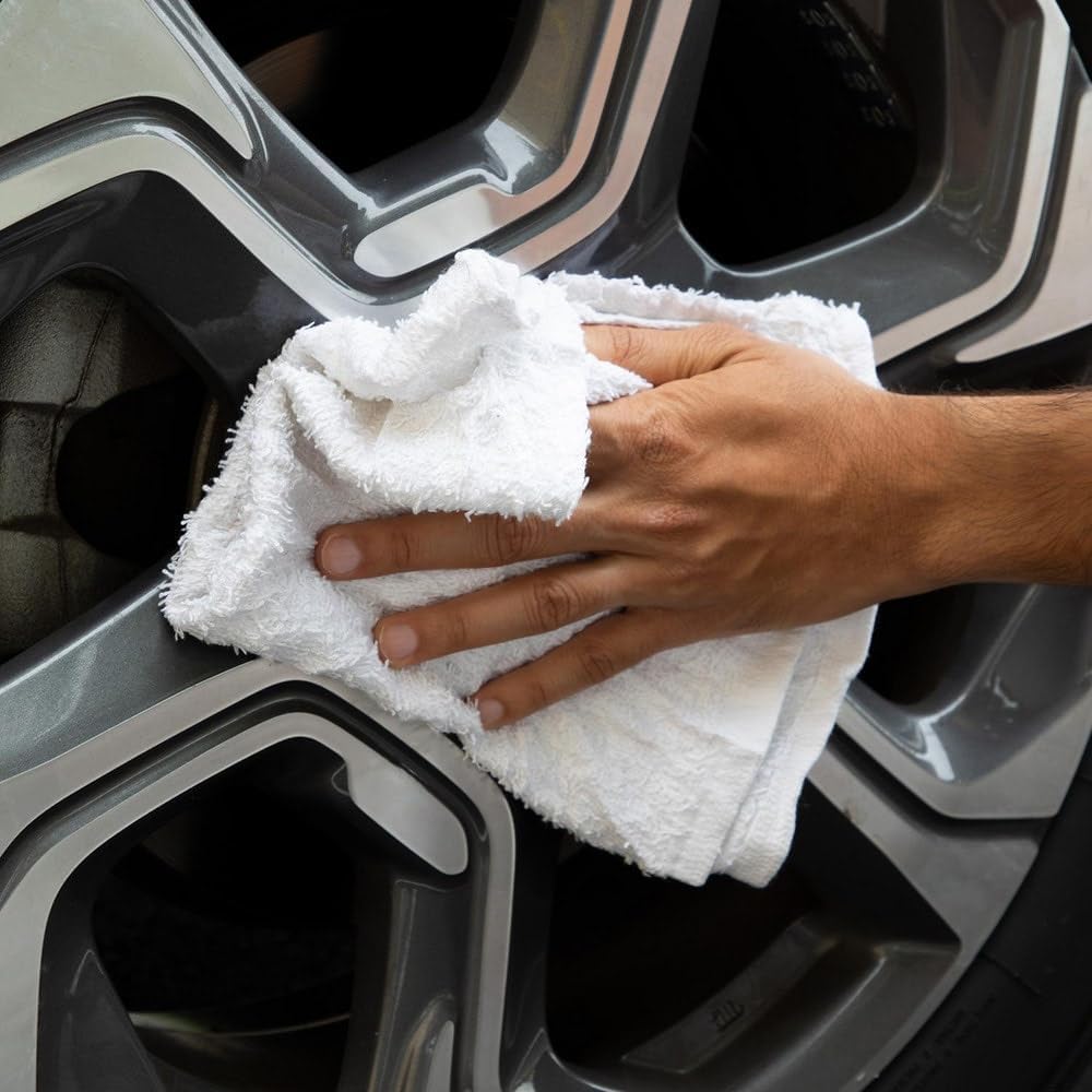 PRO SOURCE Low-Lint Virgin White 100% Cotton Terry Cloth Bar Mop Shop Towels, Absorbent & Washable: 16" x 19" with Hemmed Edges, 10 lb Box