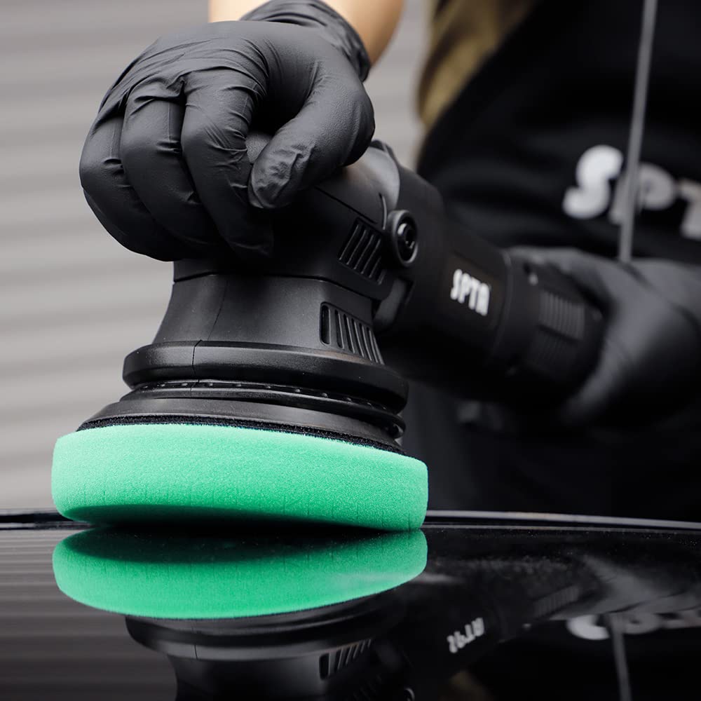 Green Heavy Cut Pad, Buffing Polishing Pads, SPTA 1Pc 5.5 Inch Face for 5 Inch 125mm Backing Plate Compound Buffing Sponge Pads for Car Buffer Polisher Compounding, Polishing and Waxing -FPTSS5G