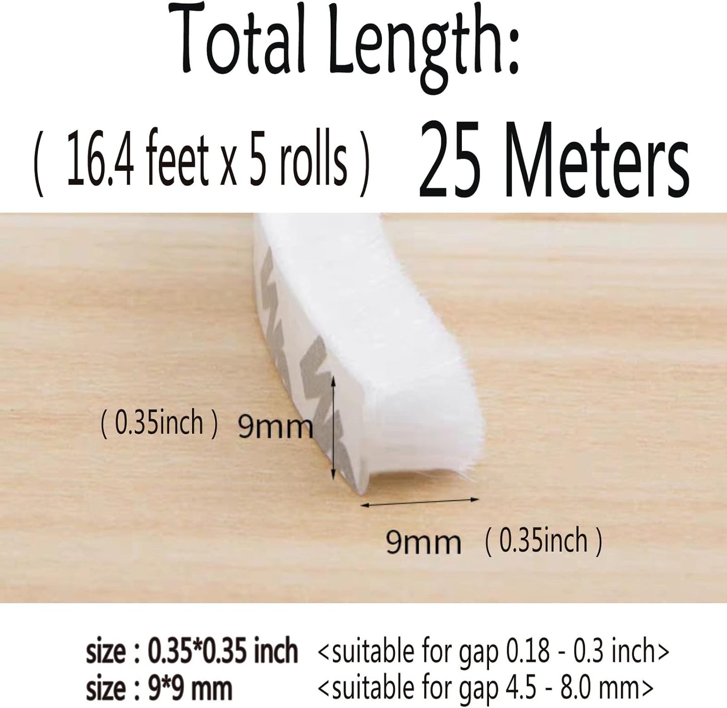 80 Ft White Weather Stripping Brush for Sliding Window/Door Frame, House Soundproofing Felt Self Adhesive Weather Strip Seal Strip Sealer Tape (11/32 Backing x 11/32 Brush inch)