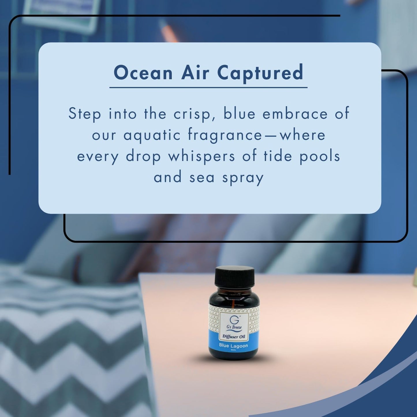 G's Breeze Blue Lagoon Diffuser Oil Refill - Refreshing Tropical Oasis Fragrance - Invigorating Scent Inspired by Crystal-Clear Water - Long-Lasting Freshness for Home, or Office - 60 ML