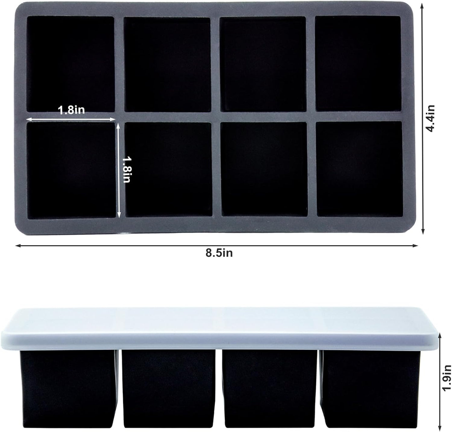 Bangp Large Ice Cube Tray for Whiskey (2 Pack),Metal Reinforced Frame Big Ice Cube Molds,Large Square Ice Cube Trays with lid,Easy Release Ice Trays for making 16 Giant Ice Cubes for Whiskey Cocktails