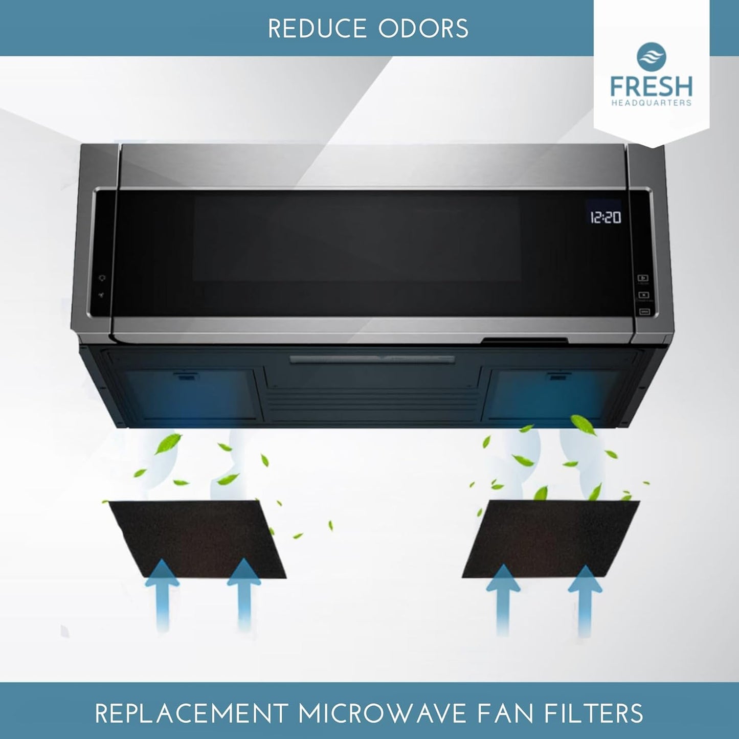 2-Pack Activated Carbon Charcoal Microwave Hood Filters - Pre-Cut 10" x 7.21" Microwave Hood Filters - Compatible w/Whirlpool WML55011 & KitchenAid Low‑Profile Models, Made in USA