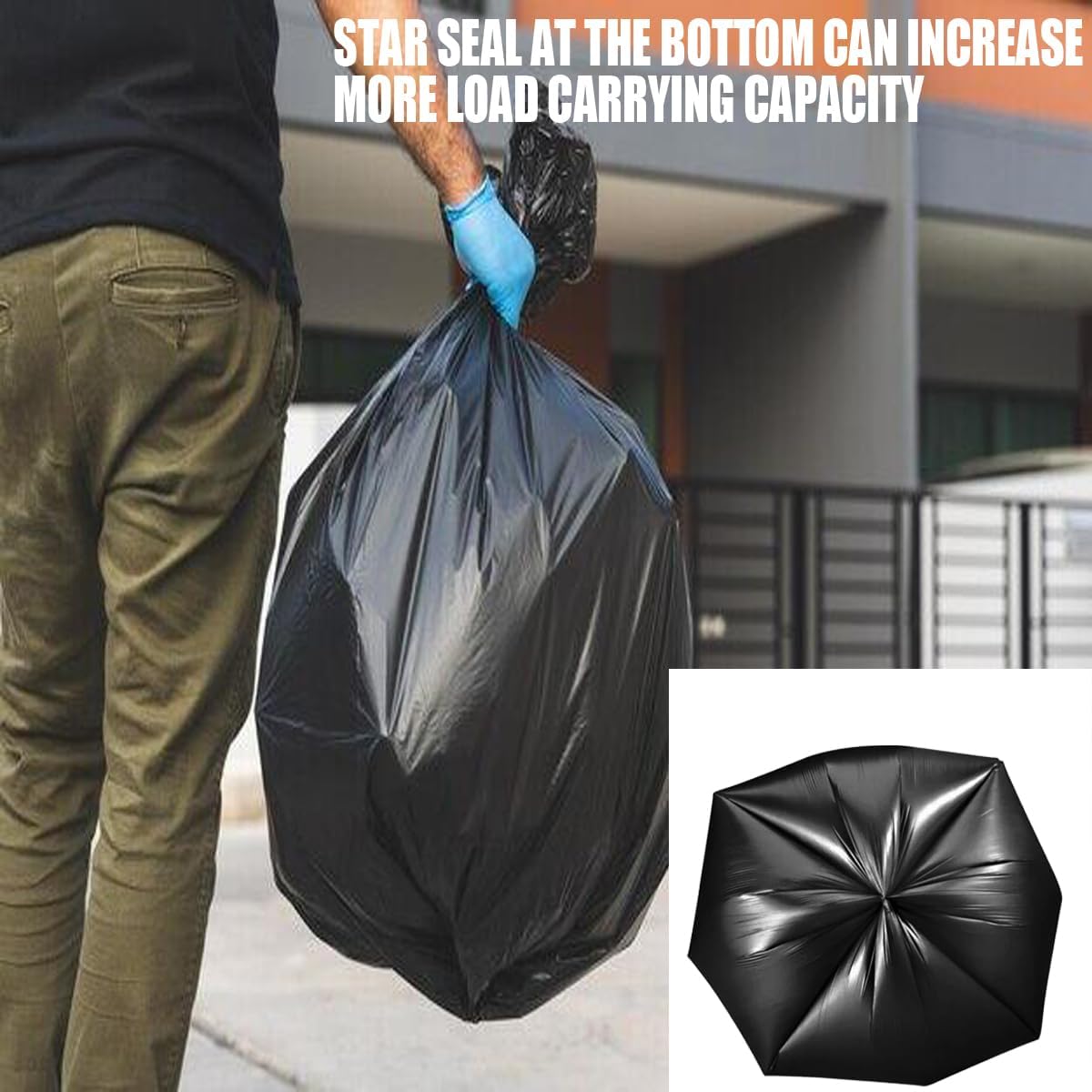 33 Gallon Trash Bags, 50 Count, Black Garbage bags, Multi-purpose Trash Can Bin Liners for Home Commercial, Outdoor, Construction, Industrial, Janitorial, Municipal, Lawn, Leaf