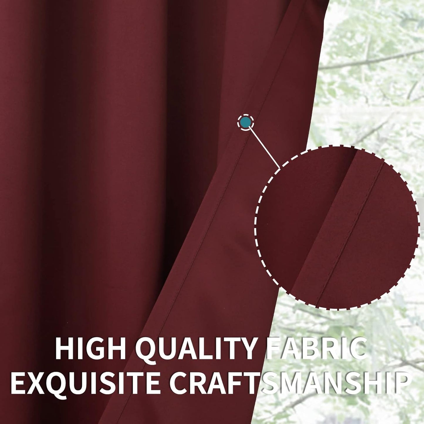 BGment Burgundy Blackout Curtains 36 Inch Length for Kitchen Cafe Window - Small Half Window Drapes Thermal Insulated Privacy for Rv Bathroom, 29 x 36 Inch, 2 Panels
