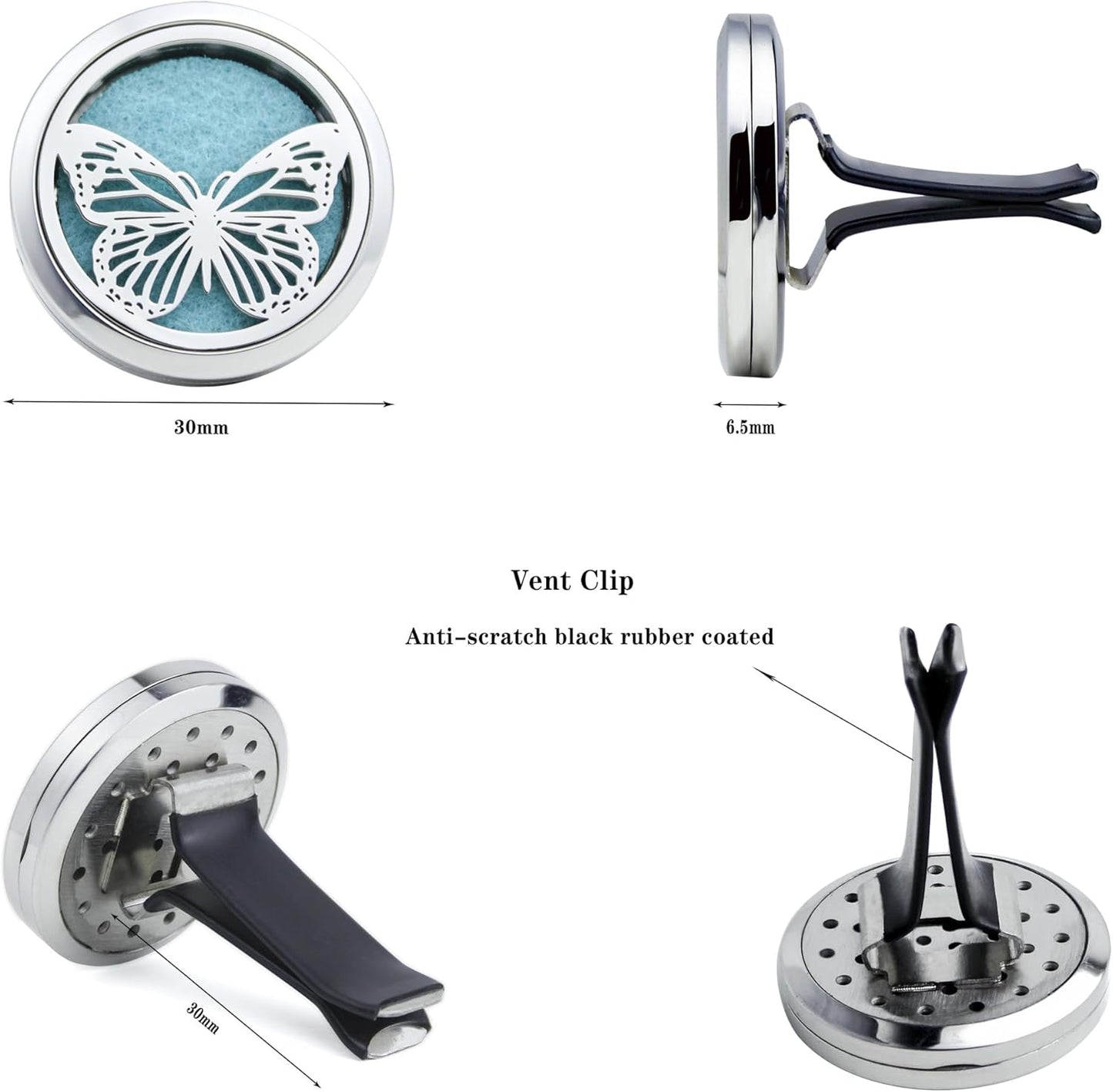 Car Diffuser Vent Clip 30mm Aromatherapy Essential Oil Automotive Diffuser Air Fresheners Vent Clips Car Accessories for Women Birthday Gifts (Butterfly)