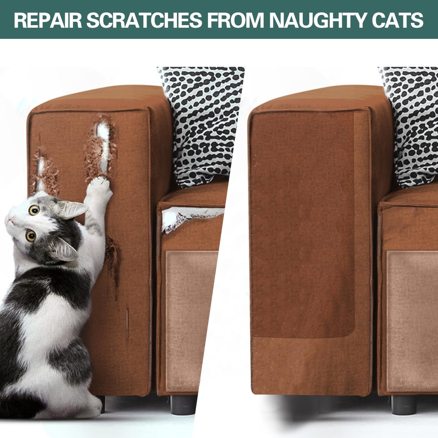 Azobur Couch Patch Repair Fabric,Microfiber Fabric, Self-Adhesive, for Sofa Repair and Upholstery, 2 Pieces, 9.5 x 11 inches (Light Brown)