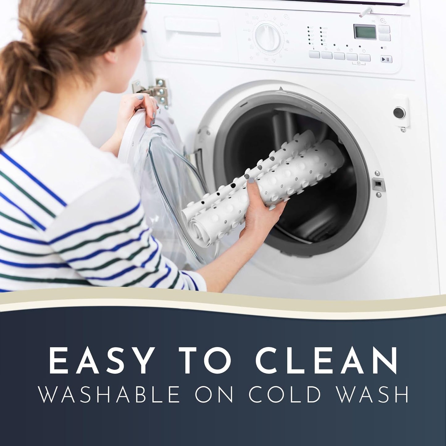 Homerella Anti Slip Shower Mat | Anti Mold Non Slip Bathtub Mat for Inside Shower | Square Floor Shower Mat 21 x 21 inch with Suction Cups for Grip & Hooks Hanging and Quick Drying | Machine Washable