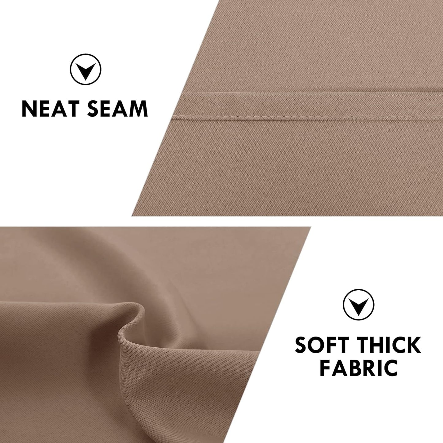 DWCN Blackout Curtains Room Darkening Thermal Insulated Bedroom Curtains Window Curtain Panels, 52 x 54 inches Long, Set of 2 Khaki Rod Pocket Drapes