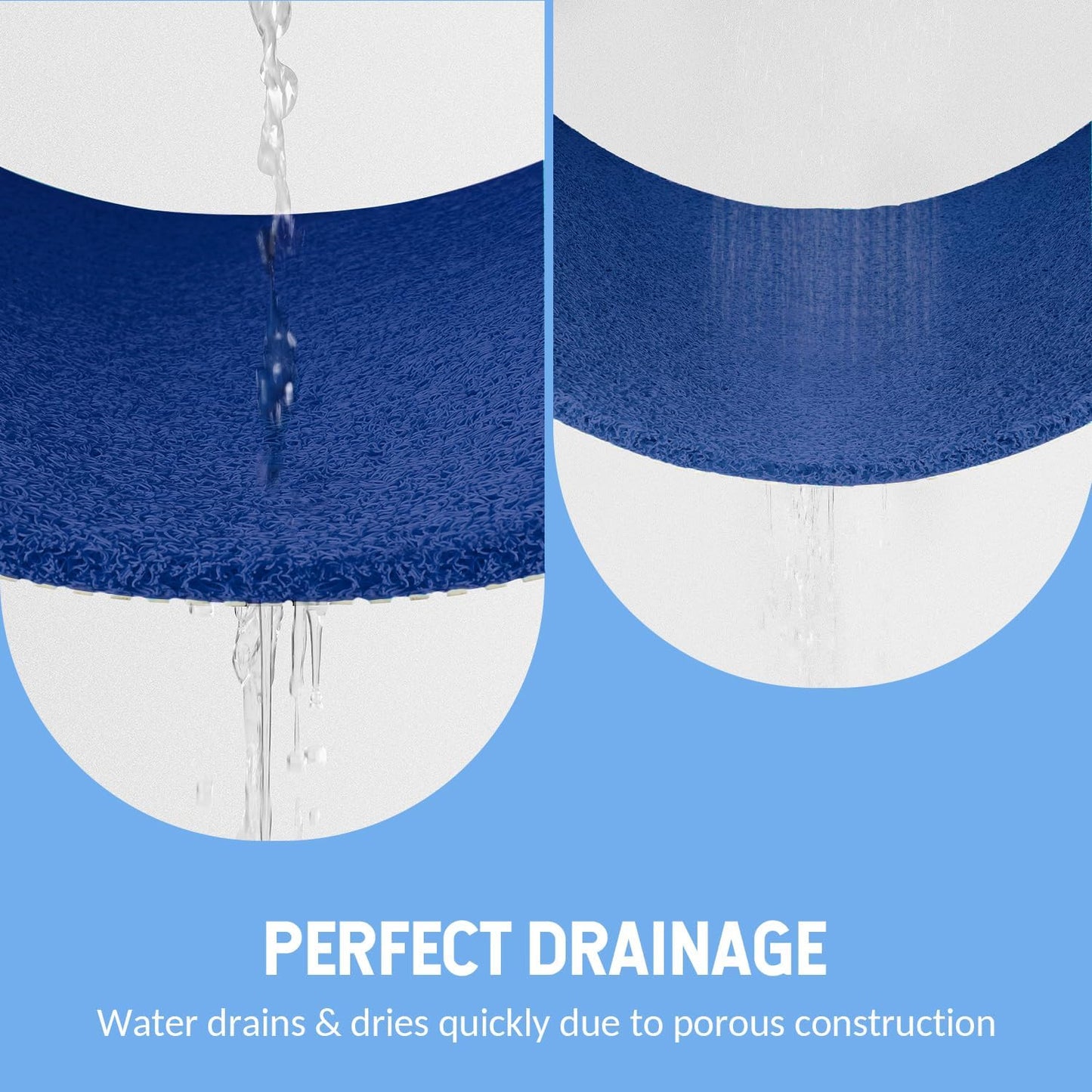 Non-Slip Bathtub Mat, 2 Pack Anti Slip Shower Mat, Fast Drying Bathtub Mats, Foot Scrubber Mat, Anti Slip Mat for Tub, Floor, Bathroom, Kitchen, Home, Hotel (Navy Blue 24"×16"+24"×16")