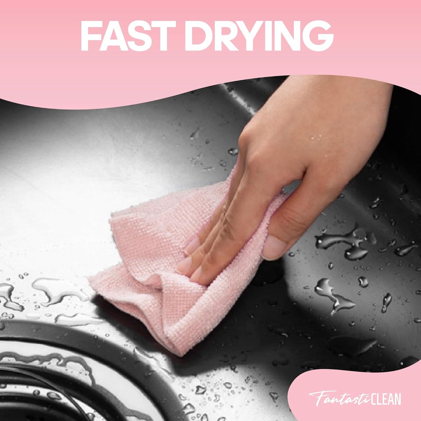 Fantasticlean Microfiber Cleaning Cloth Roll -60 Pack, Tear Away Paperless Towels, 8" x 8", Reusable Washable Rags, for Home Kitchen, Pet, Office, Indoor Outdoor, Compact and Portable (Pink)