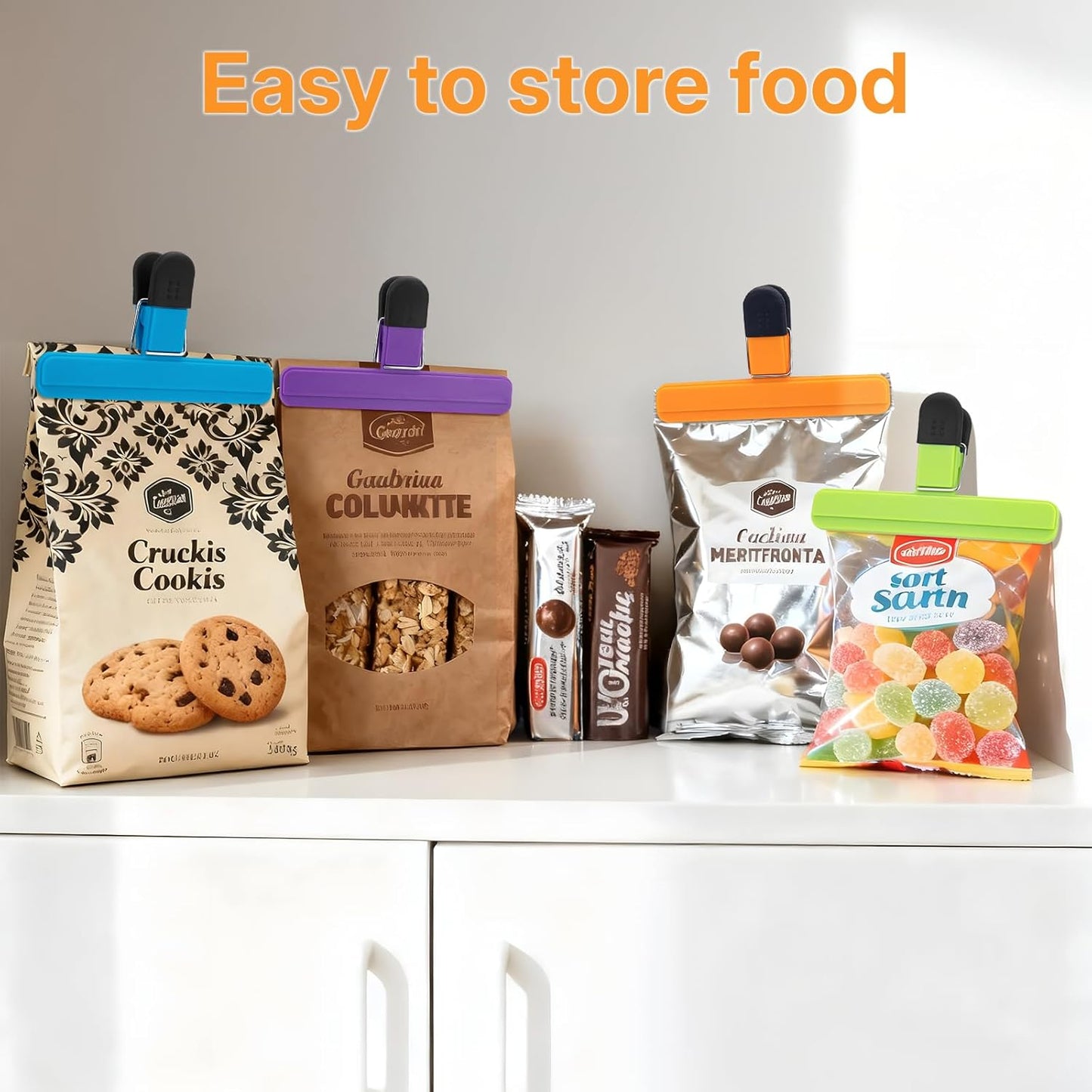 Chip Clips, 12 Pack Large Food Clips, Snack Bag Clip, Plastic Heavy Duty Seal Grips for Food Storage, Home, Office and More(6 x 3.5 Inch)