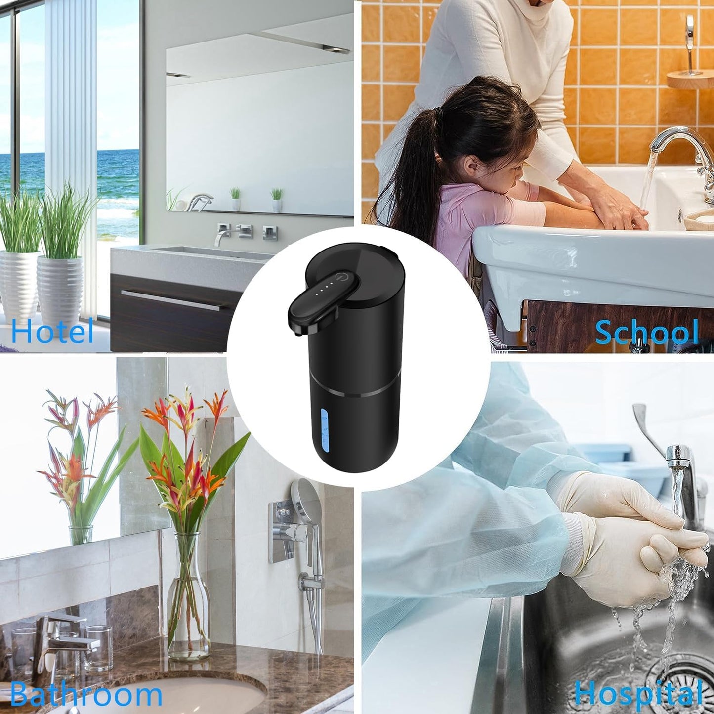 Automatic Soap Dispenser,380ml Touchless Liquid Foam Soap Dispenser,USB Rechargeable Electric Hand Free Pump Soap Dispenser for Bathroom Kitchen