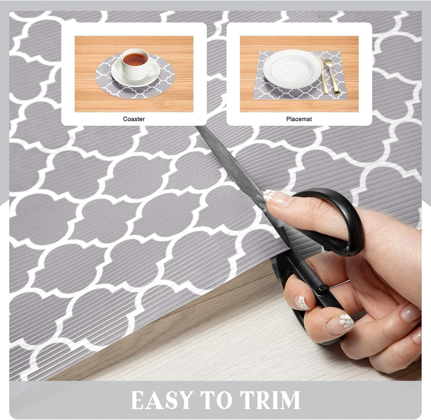 Glotoch 2 Rolls Non Adhesive Shelf Liners for Kitchen Cabinets, Waterproof Drawer Liners for Kitchen, Non Slip Cabinet Liners for Shelves/Dresser/Refrigerator/Bathroom, 17.5" x 30 FT, Gray