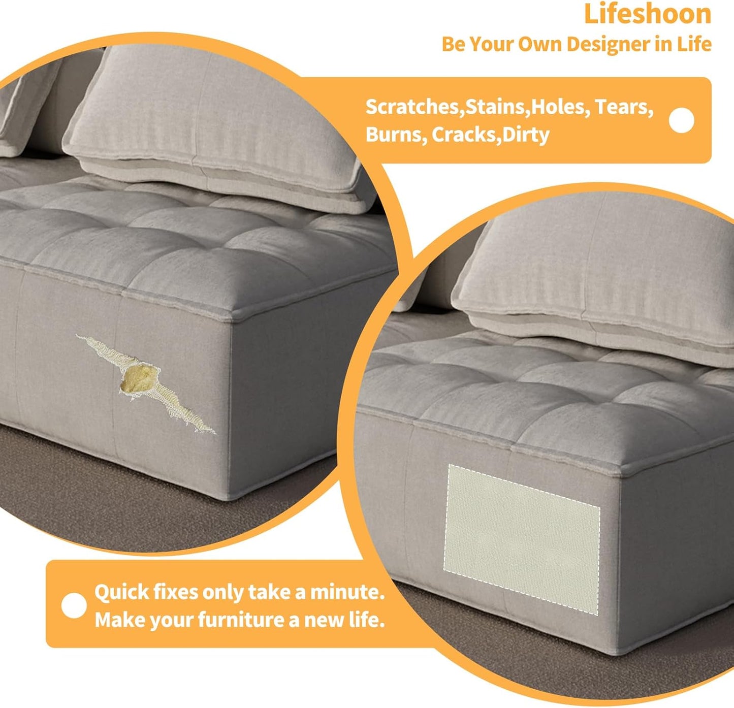 Fabric Repair Patches, 17X158 Inch Canvas Self-Adhesive Fabric Patches Tape Durable, DIY Large Canvas Repair for Sofa, Couches, Furniture, Chair, Clothing (17X158 Inch, White)