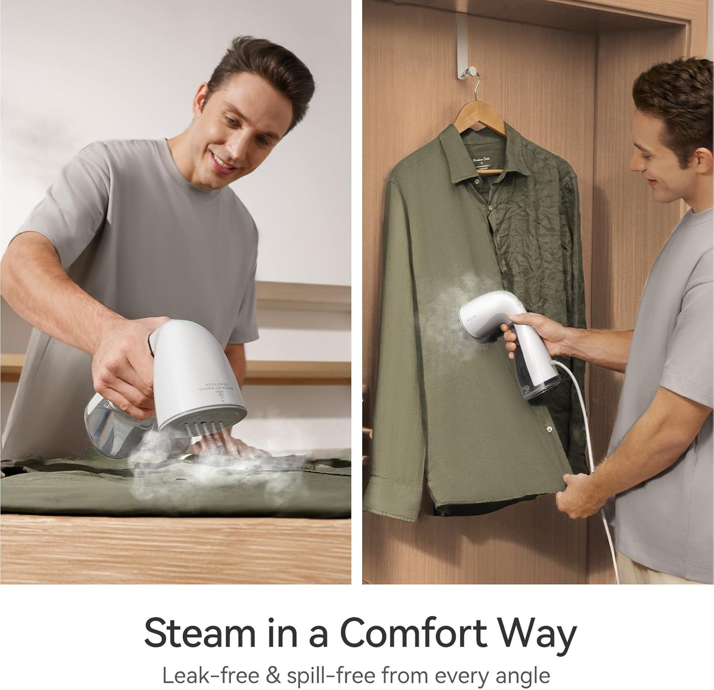 HiLIFE Steamer for Clothes, Handheld Clothes Steamer with Large 300ml Tank, 1100W Strong Power, 30S Fast Heat-up, Garment Fabric Wrinkle Remover, Portable & Compact Travel Size ONLY FOR 120V (White)