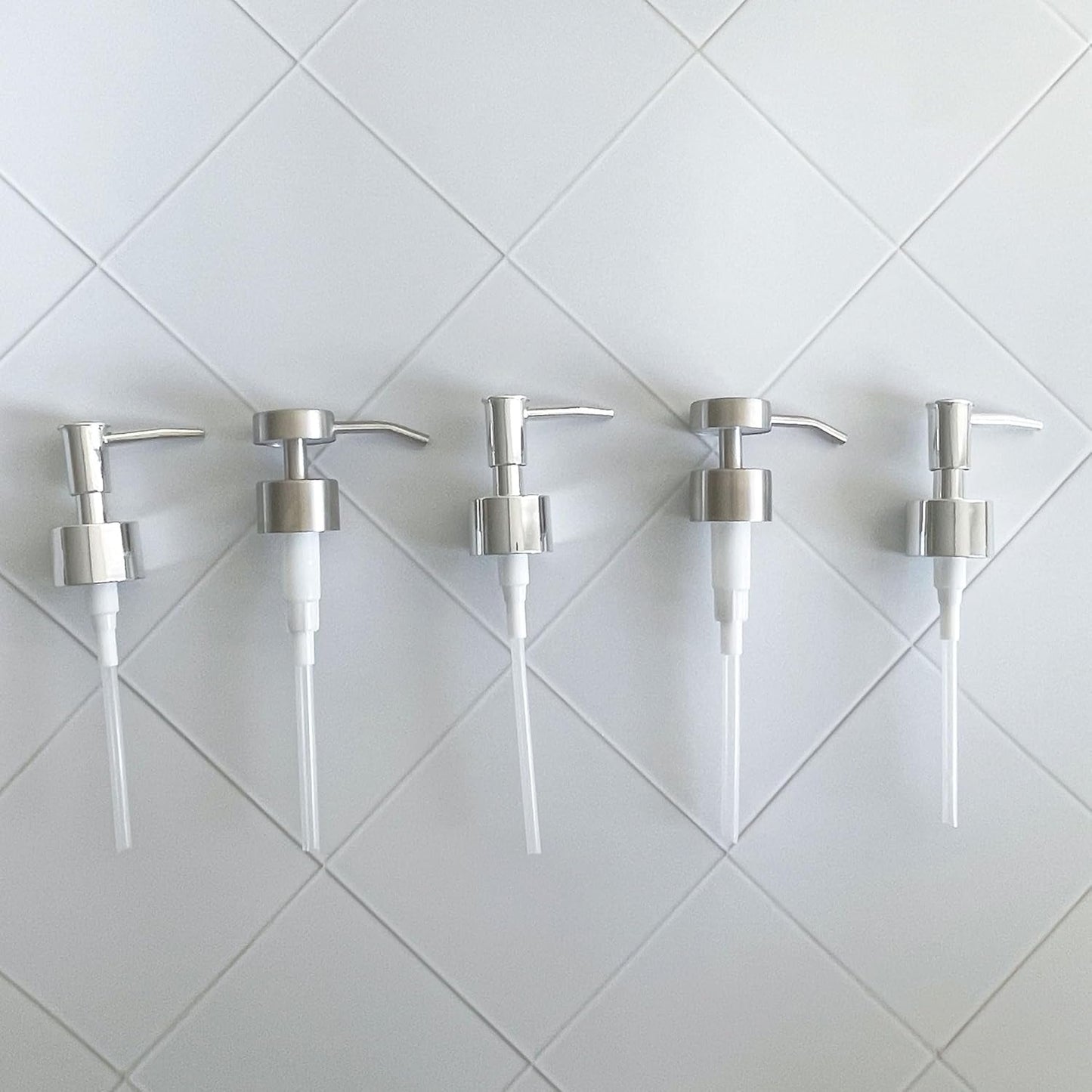 Soap Dispenser Pump Head Replacement 3 Pack, 28/400 Threads Standard Size, for Bathroom and Kitchen (Clear Silver)