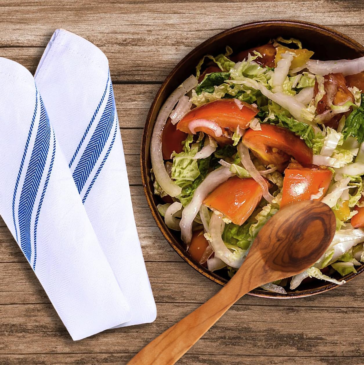 Dish Towels Set (Value Pack of 45) Size 15x25 Inch, 100% Cotton Soft & Absorbent Linen Kitchen Towels, Tea Towels, Reusable Cleaning Cloths for Household Cleaning (Blue)