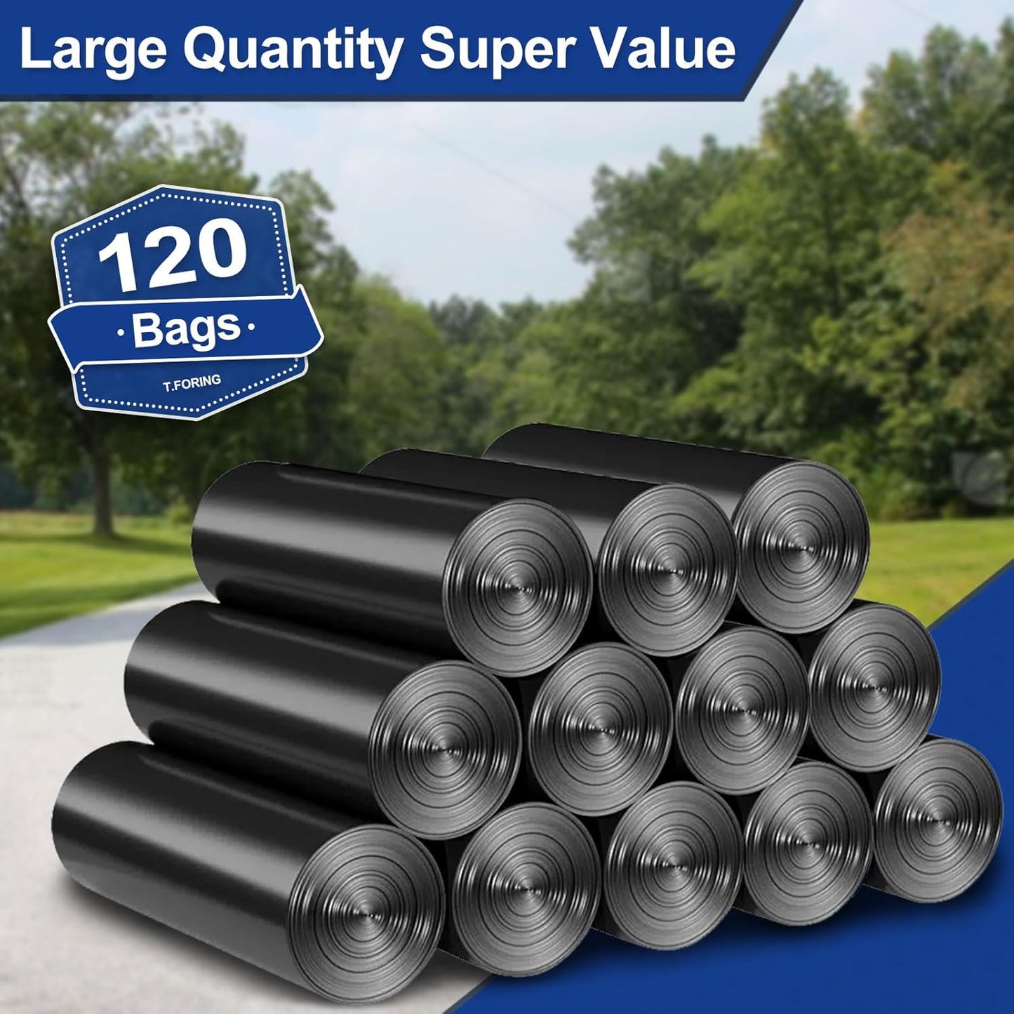 30-35 Gallon Black Trash Bags 120 Count - 32" x 37" Large Garbage Bags, 30+ Gallon Strong Trash Can Liners for Home, Commercial Use,Yard Waste, Bulk