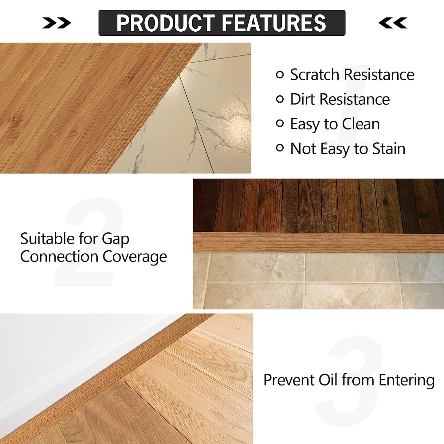 20Ft Floor Transition Strip Self Adhesive Vinyl Cover Floor Strip Flat Divider Transition Strip Wood Grain Design for Laminate Floor Gaps and Doorway Transitions (20Ft x 2 Inch, Light Brown)