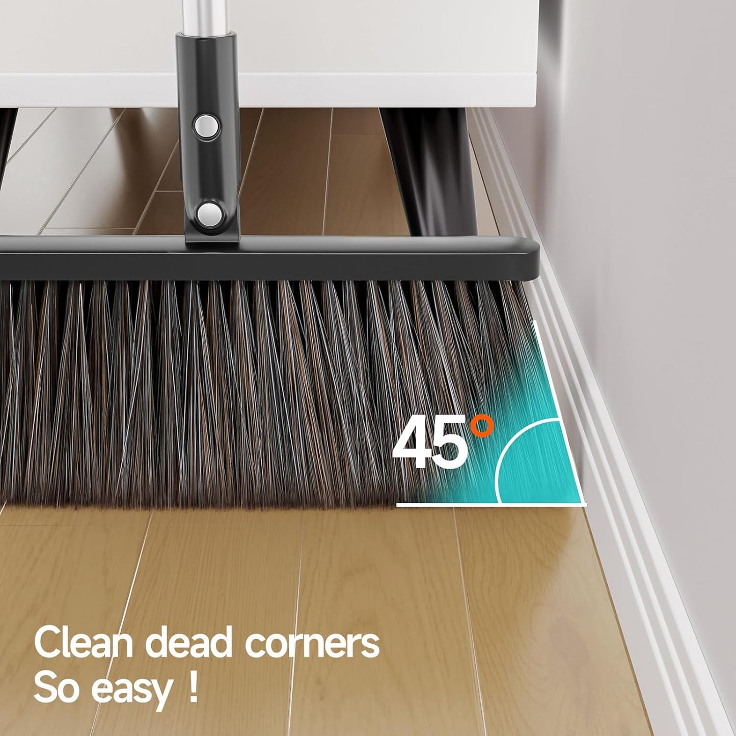 Broom and Dustpan Set for Home, Extra Brush Head & 51.6" Adjustable Long Handle, with Comb Teeth for Pet Hair, Lightweight Indoor Sweeping Kit for Hardwood Floor