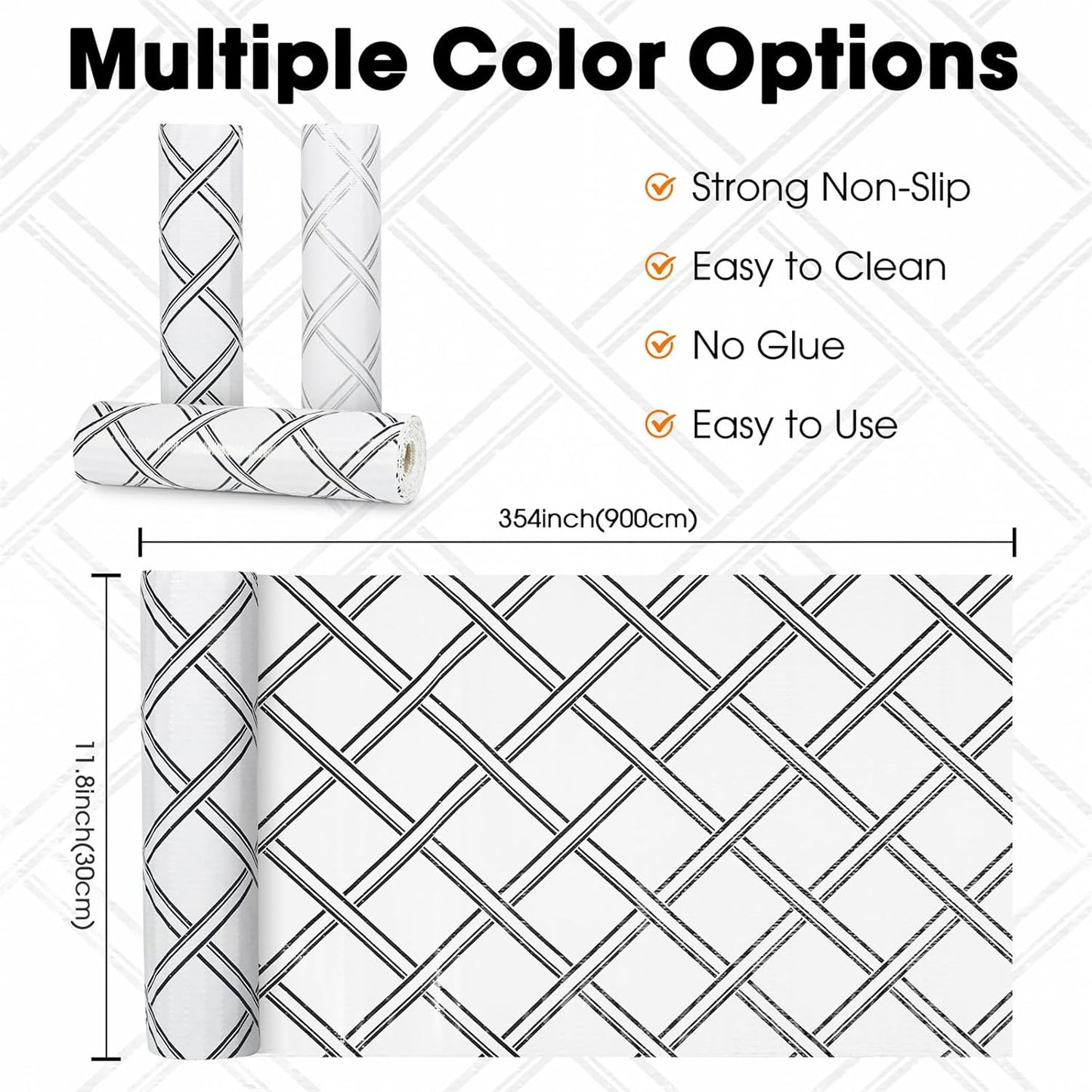 Drawer and Shelf Liner for Kitchen Cabinets Non-Adhesive, Non-Slip Cabinet Liner Shelf Paper Strong Grip Waterproof Easy to Clean for Kitchen Shelves Cupboard,Geometric,12IN X 30FT