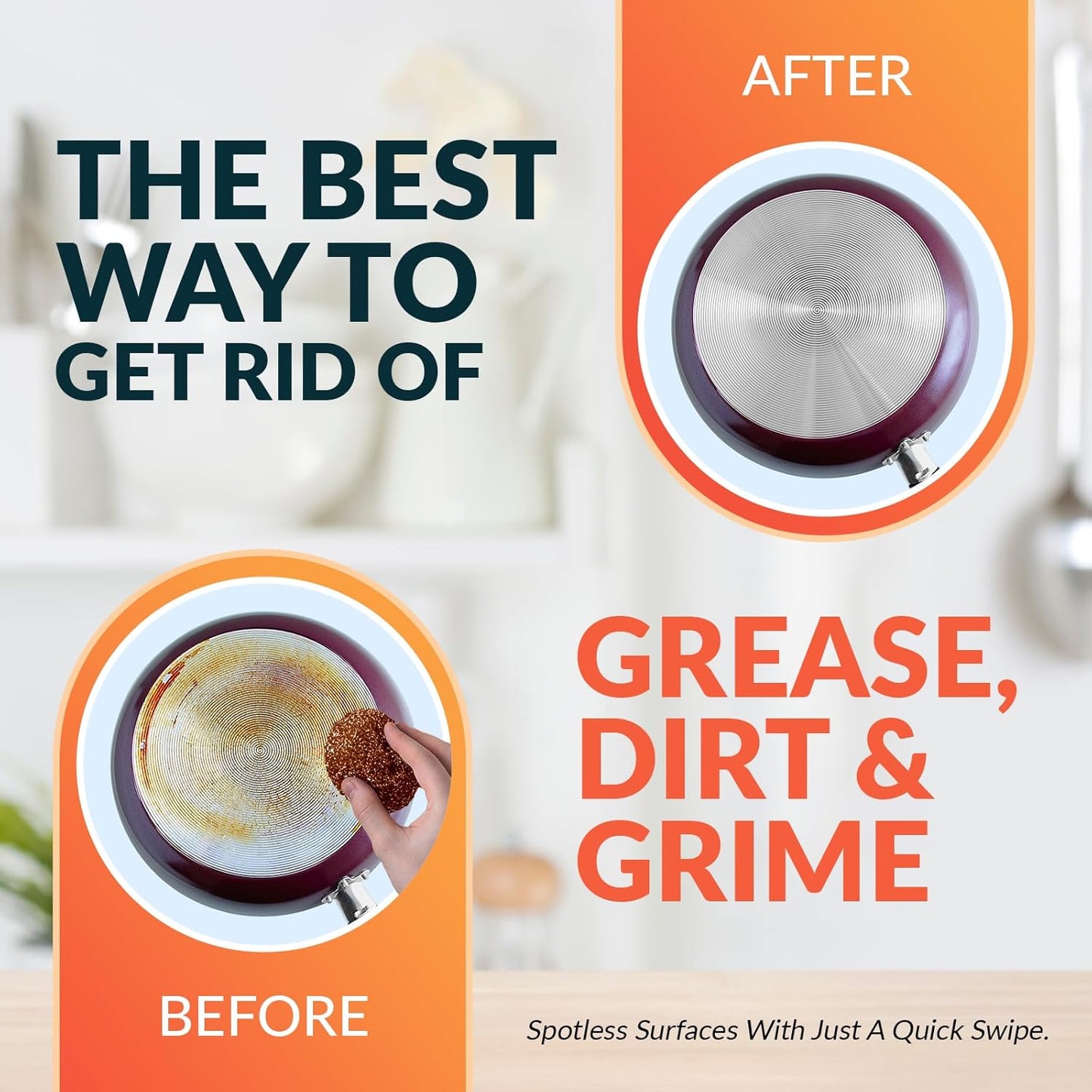 PAMI Heavy Duty Non Scratch Copper Scrubbers for Pots and Pans, Copper Wool Scrubber, Reusable Scouring Pads, Pack of 4