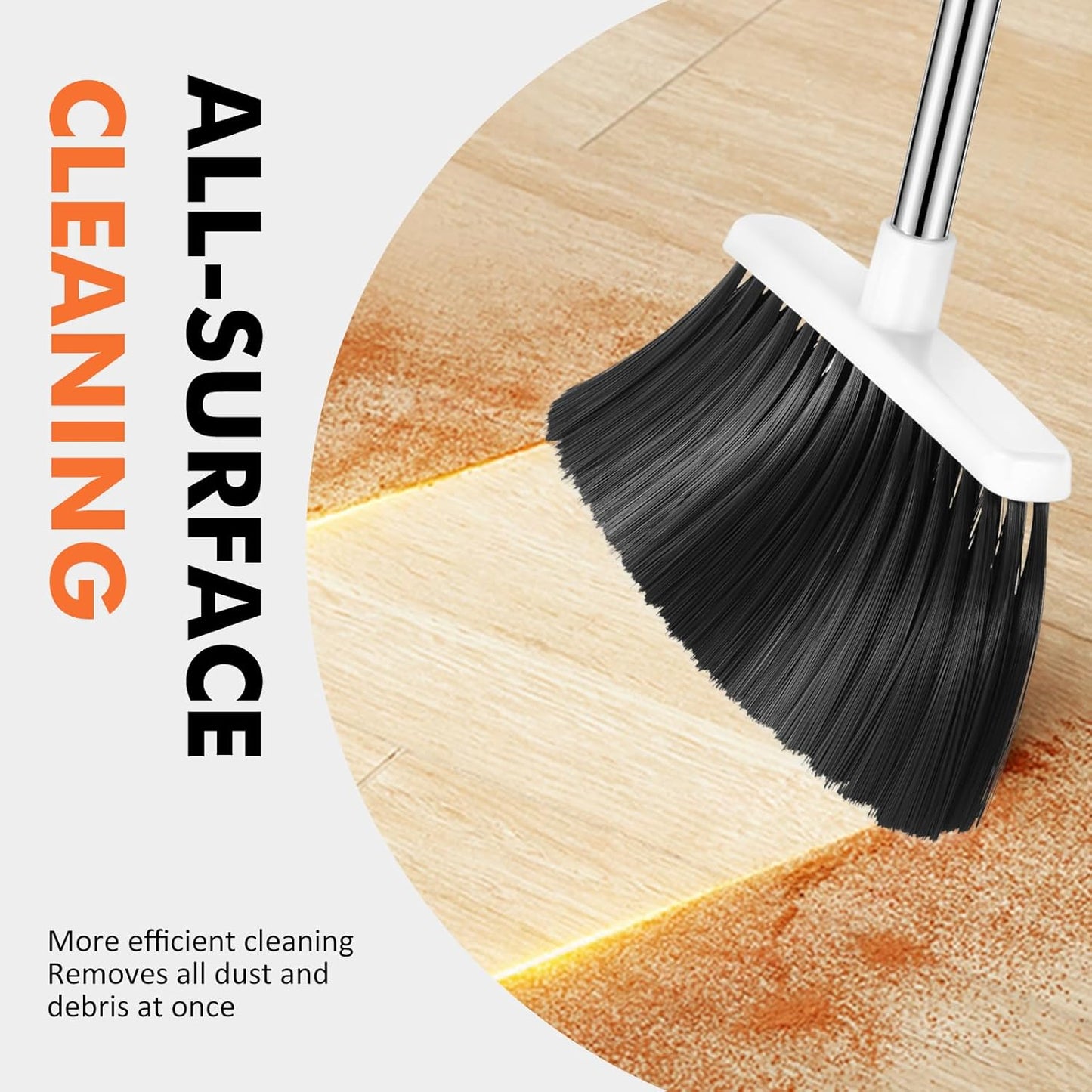 NACENA Heavy Duty Broom, 55 Inch Long Handle Outdoor Large Angle Brooms, Commercial Broom for Sweeping Indoor, for Home Garage Kitchen Office Courtyard Lobby Patio Lawn Concrete, 4 Pack (Grey&White)