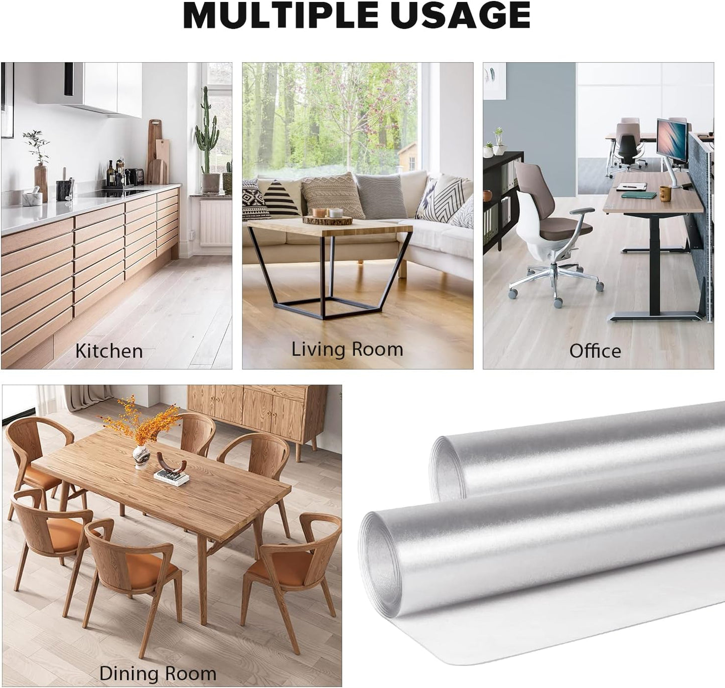 Floor Mats for Home, 8'×10' Clear Area Rug for Dining Room, Durable Non-Slip Hard Floor Living Room Rug, PVC Waterproof Rolling Chair Protector for Kitchen, Bedroom, High Traffic Areas