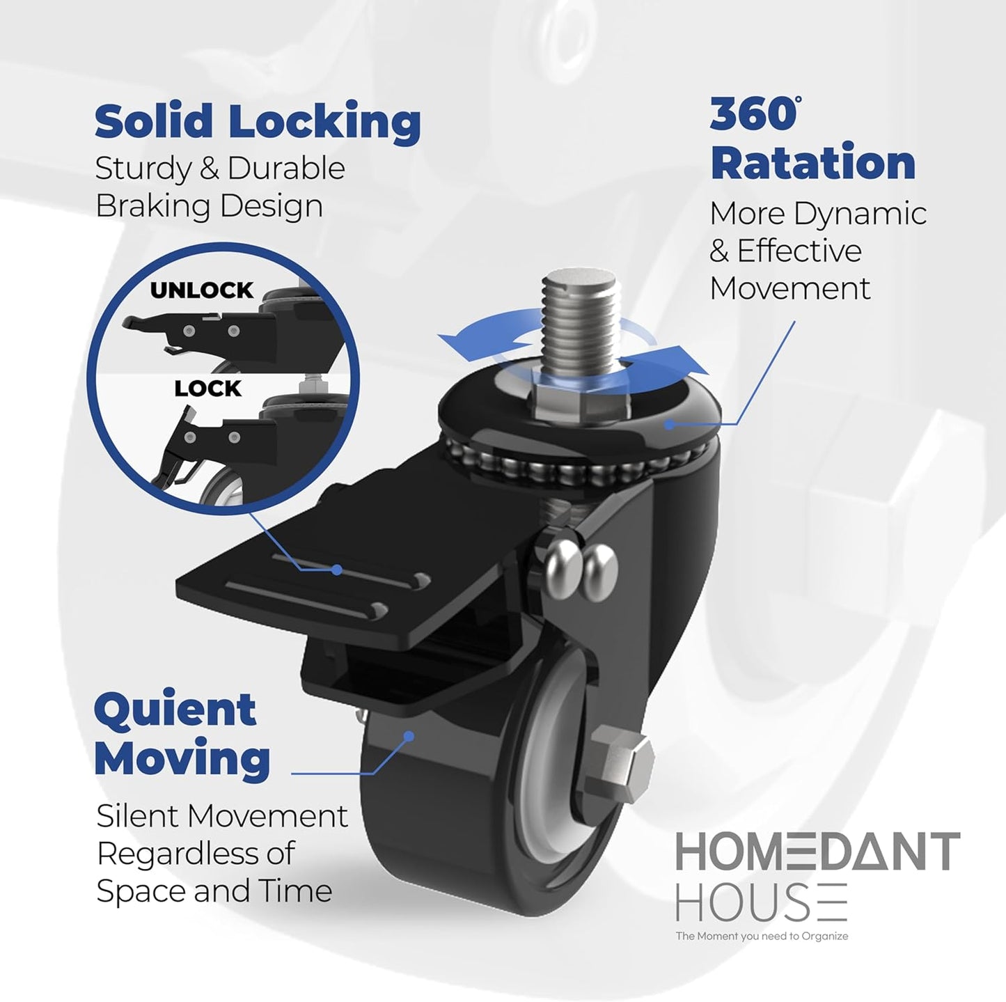 HOMEDANT House White 5-Tier Metal Rolling Cart Shelf Rack Casters Heavy Duty Wheel Shelving Unit Adjustable Utility Storage Shelves Organizer Shelf Kitchen Garage 24.4" W x 16.5" D x 62.2" H 2Pack