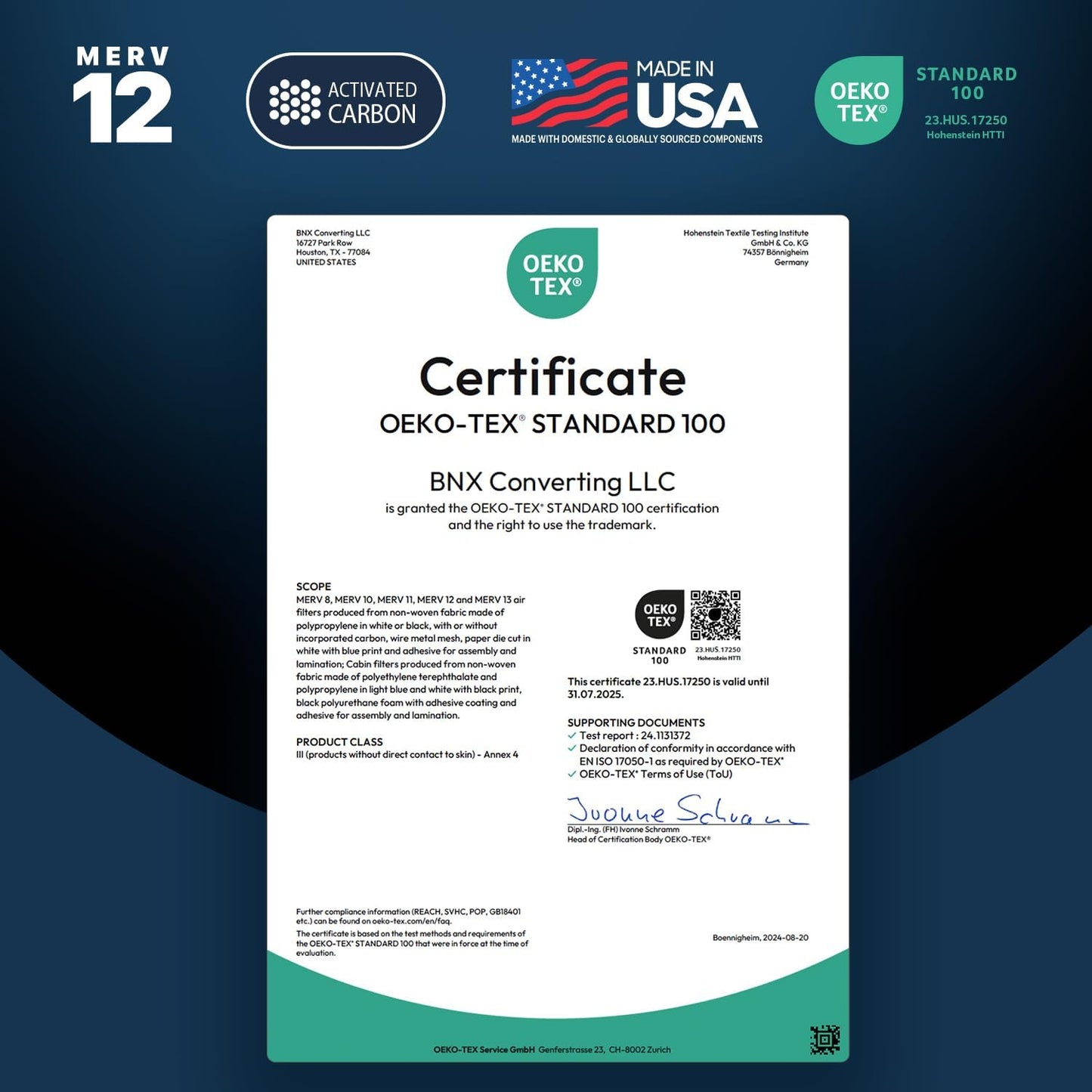 BNX TruFilter 20x25x1 MERV 12 Odor Defense (4-Pack) AC Furnace Air Filter with Activated Carbon - MADE IN USA - Pleated Air Conditioner HVAC AC Furnace Filters - Removes Odor, Mold, Bacteria, Smoke