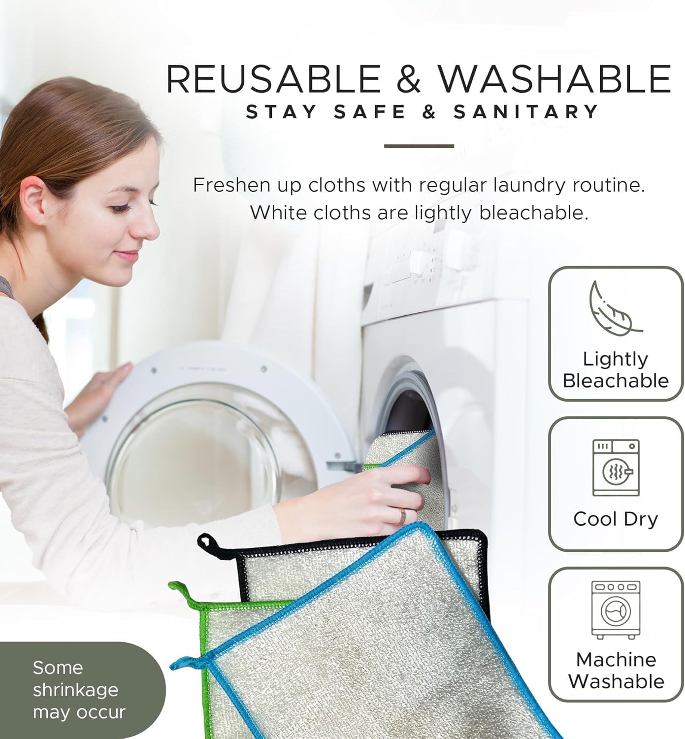 Whiffkitch Dishcloths Dishrags for Kitchen and Household Cleaning 6x7 3-Pack Non-Scratch 2-Ply Weave, Bamboo-Rayon Fabric, Absorbent, Washable, Long-Lasting