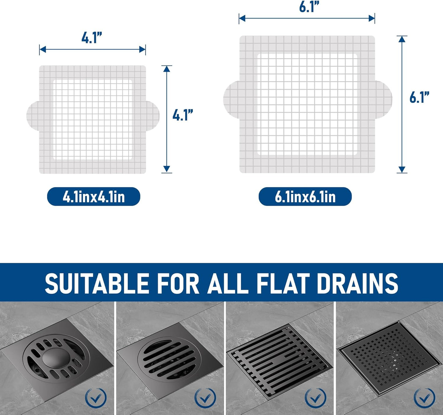 Disposable Hair Catcher Shower Drain Mesh Stickers, Hair Catchers for Shower, 25 Pack, 4.1 Inch - Square