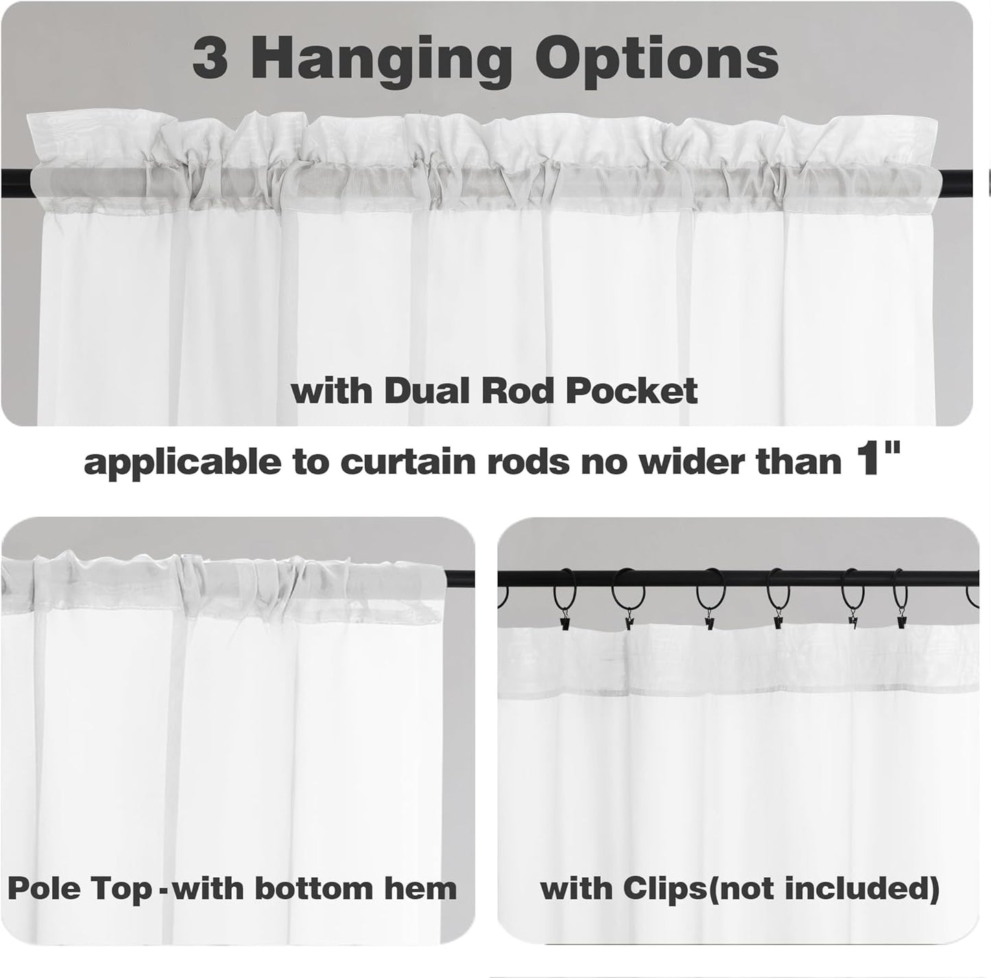 Chyhomenyc White Sheer Curtains 78 Inches Long 2 Panels Set for Living Room, Light Filtering Voile Lightweight Bedroom Curtains, Solid Window Treatment Drapes, Each 42W x 78L