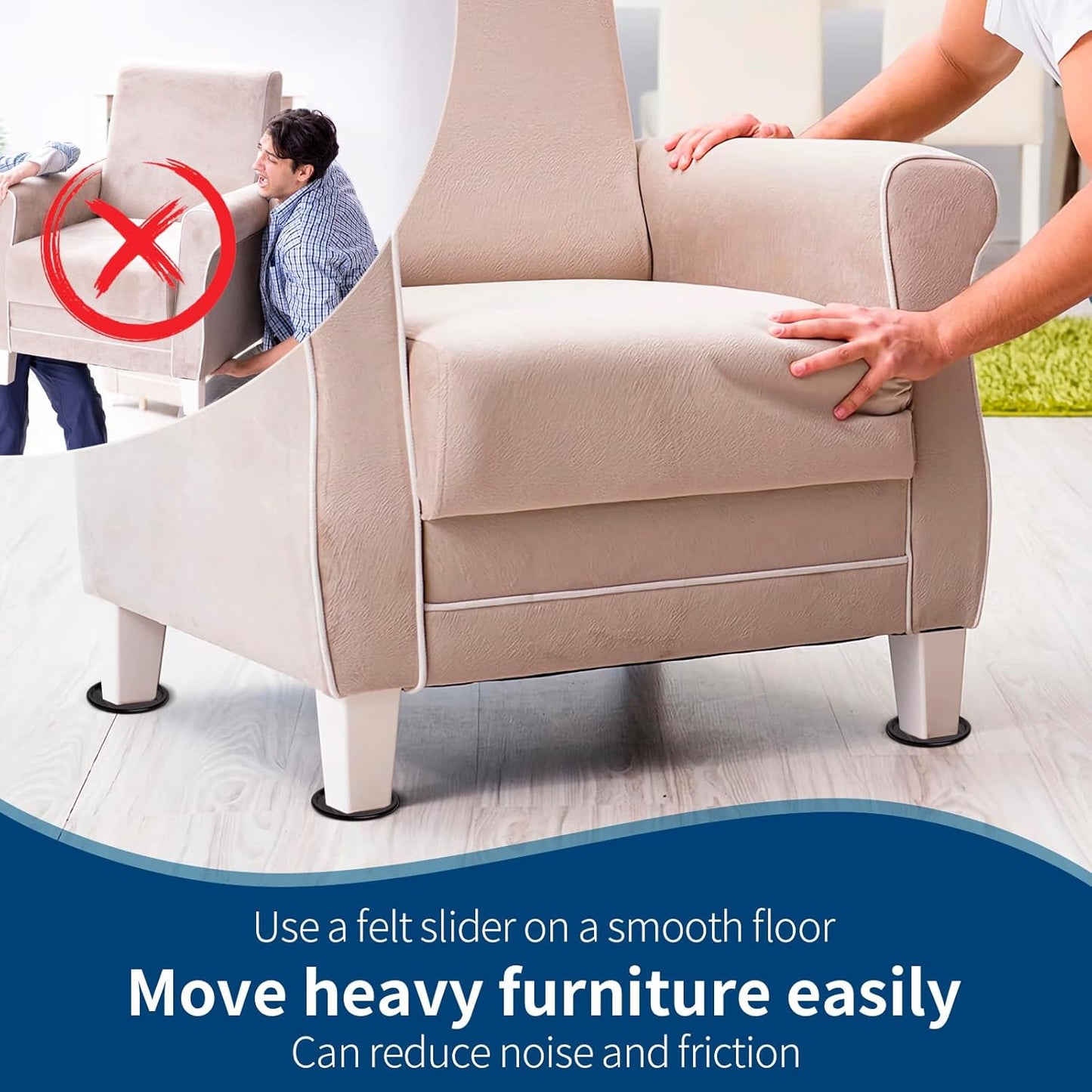 Ezprotekt 1 5/8" Round Reusable Felt Furniture Caster Cups with Carpet Bottom, 16 Pcs Felt Furniture Sliders Floor Protectors Pads to Protect Hardwood, Tile Floors Carpet from Scratches (Brown/Gray)