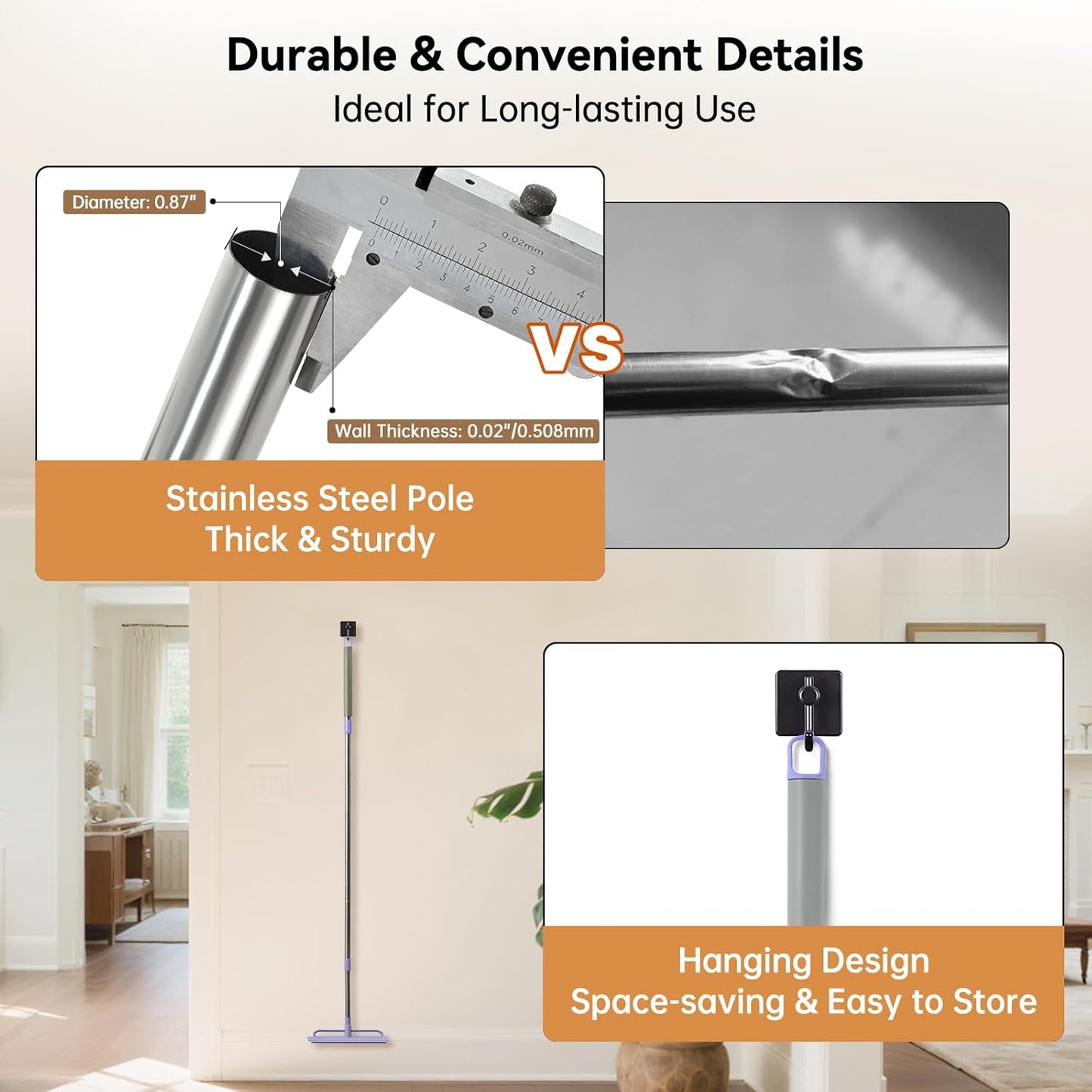 Carpet Rake for Pet Hair Removal, 59” Adjustable Long Handle Carpet Scraper for Cat Dog Hair Deep Cleaner, Reusable Pet Hair Removal Tool for Rugs, Mats, Couch, Sofas, Floor, Car Seats