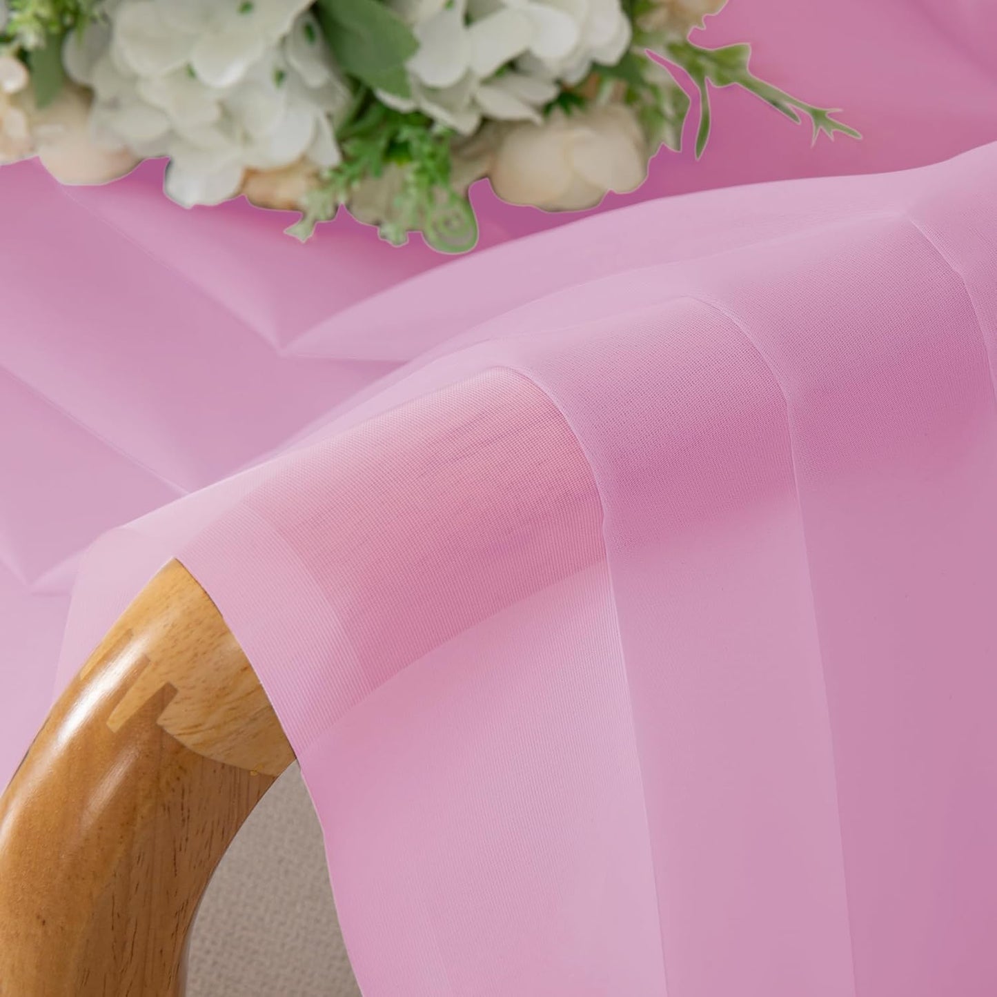 Chyhomenyc Sheer Pink Tier Curtains 24 Inch Length, Small Window Curtains Treatment for Bathroom Living Room Basement, Short Rod Pocket Cafe Curtain, 42W x 24L Inches, 2 Panels