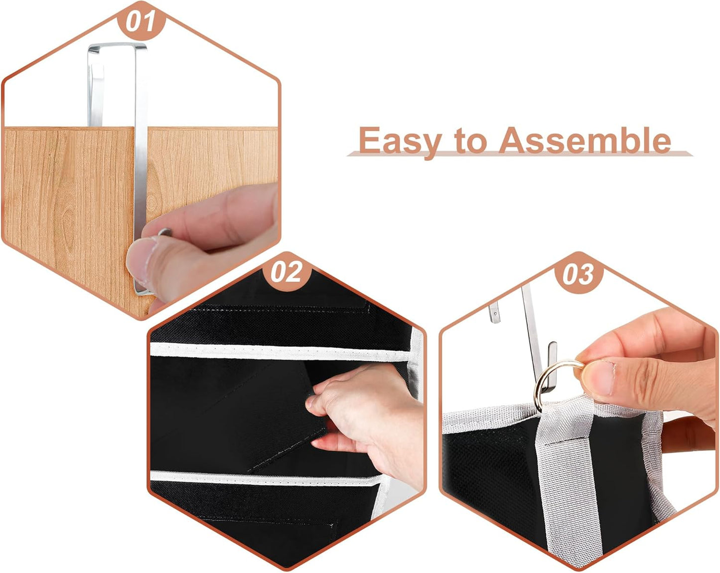 5-Tier Over The Door Storage Organizer with 10 Side Mesh Pockets, 48 lbs Load Capacity, 3 Hooks Design, Door Hanging Organizer with Clear Windows for Bathroom, Bedroom, Nursery, Kitchen-Black