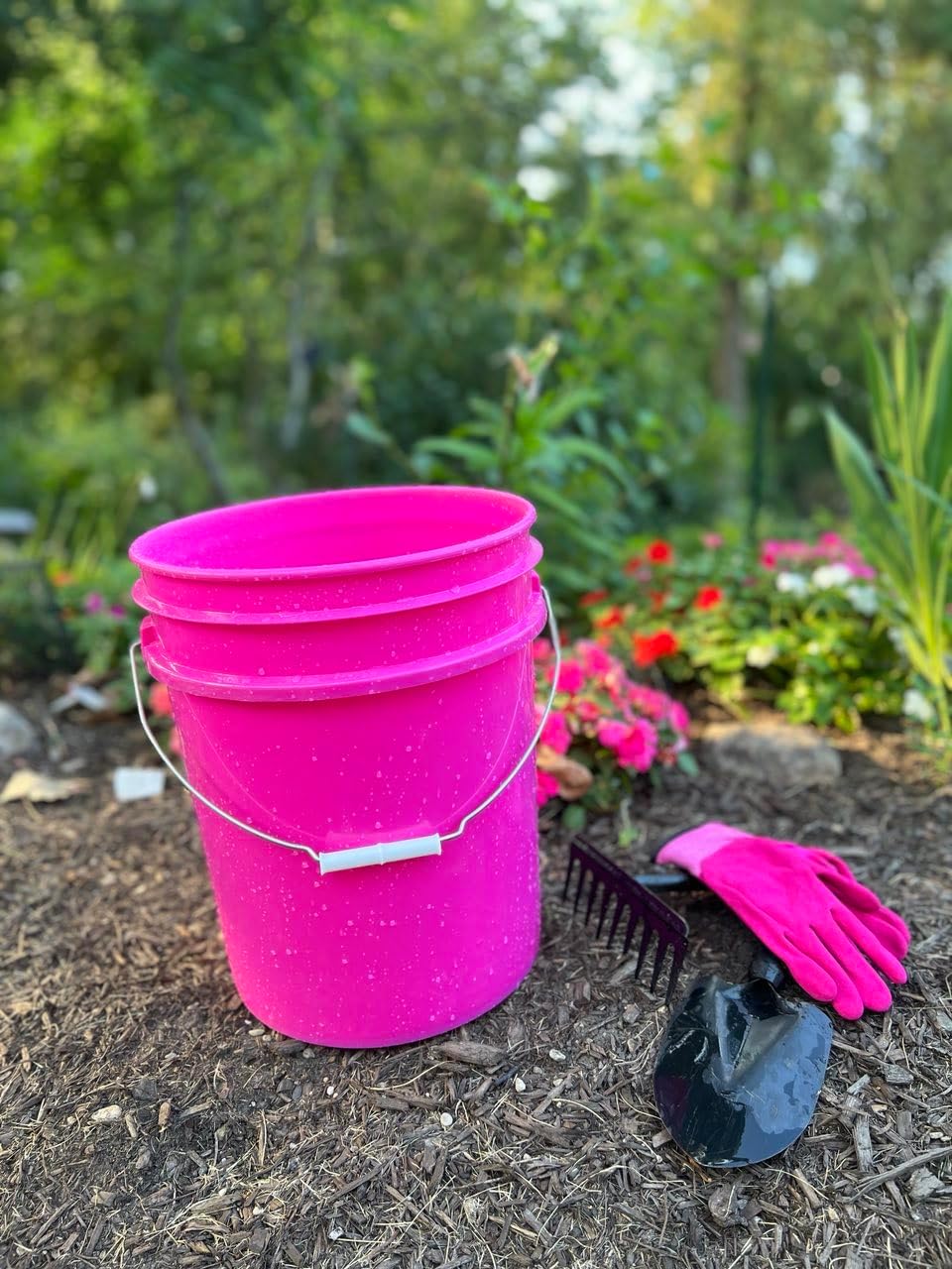 House Naturals 5 Gallon Premium HPDE Plastic Bucket - Made in USA Food Grade Storage Container, BPA Free All Purpose Pail (5, Magenta)